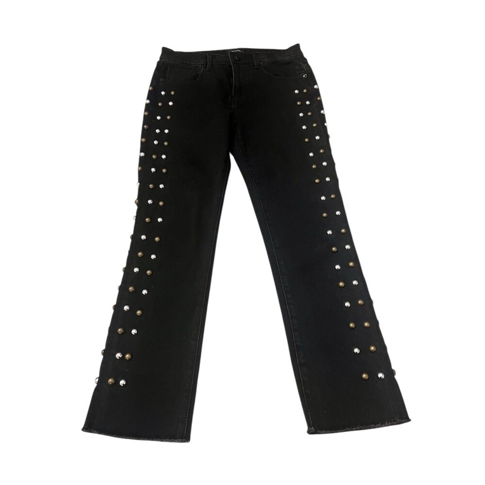 Driftwood Candace Jeans Womens‎ W26 L25 Black High-Rise Straight Studded